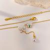 Exquisite butterfly Necklace Fashion Stainless Steel Luxury Zircon Jewelry Commute Pearl Tassel Chokers Necklaces ALN2601000252