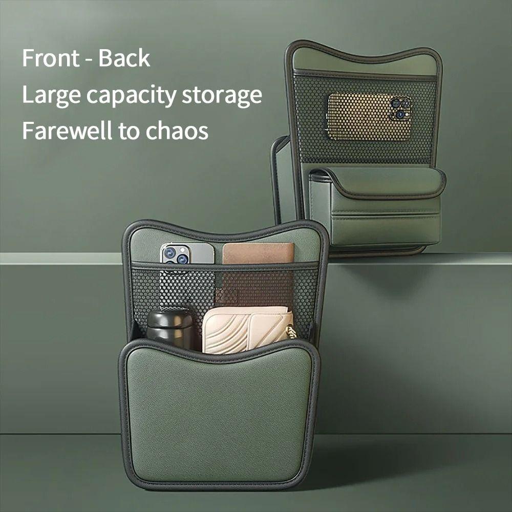 PU Leather Car Storage Bag Between Seats Multifunctional Car Seat Middle Hanger Stowing Tidying Car Net Pocket