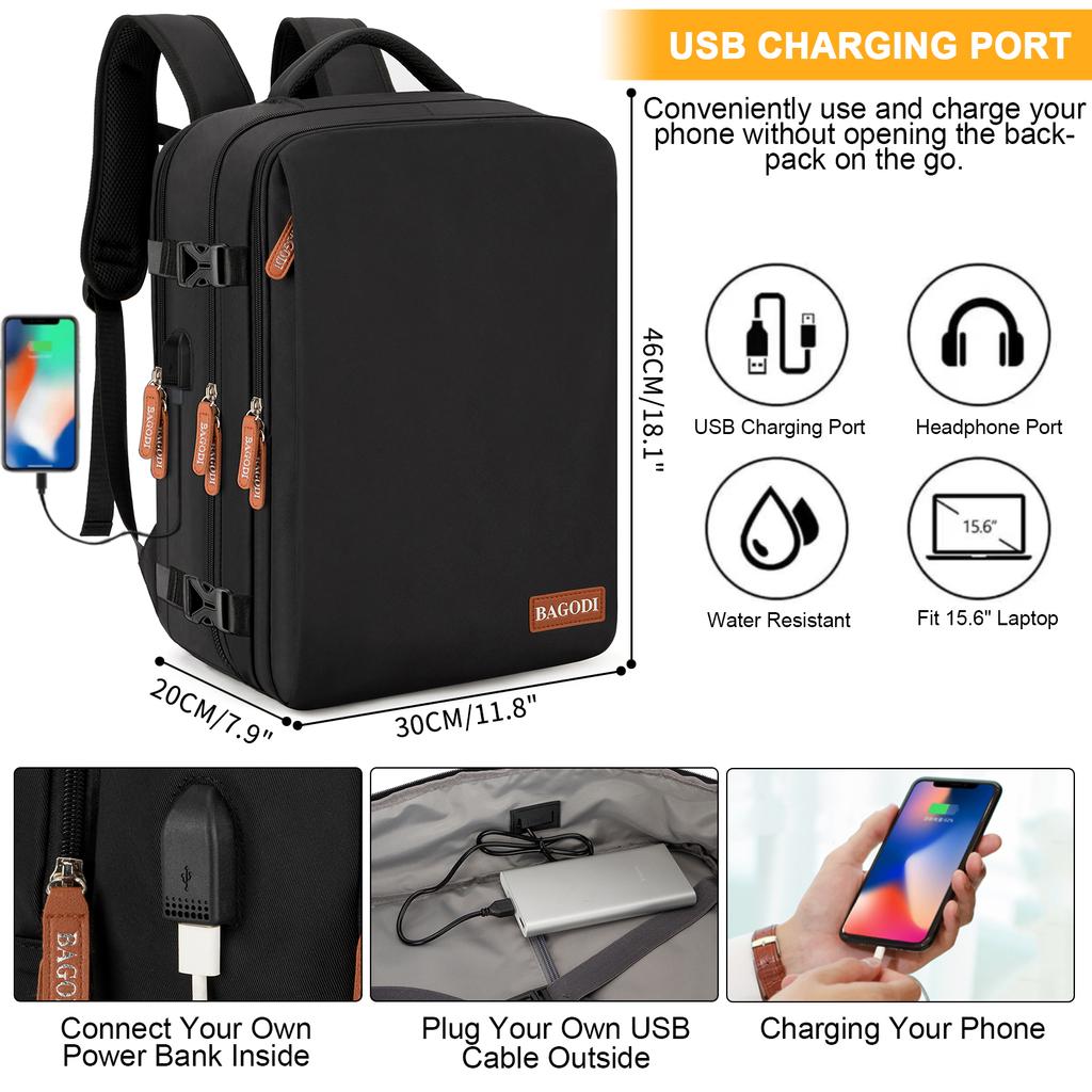 Large Capacity Travel Backpack for Men and Women with USB Charging Port and Separable… More
