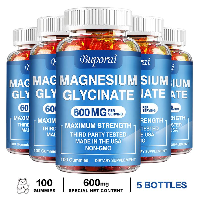 Buporai Magnesium Glycine Gummies, 600 mg per serving, gentle and easily absorbed, suitable for adults.