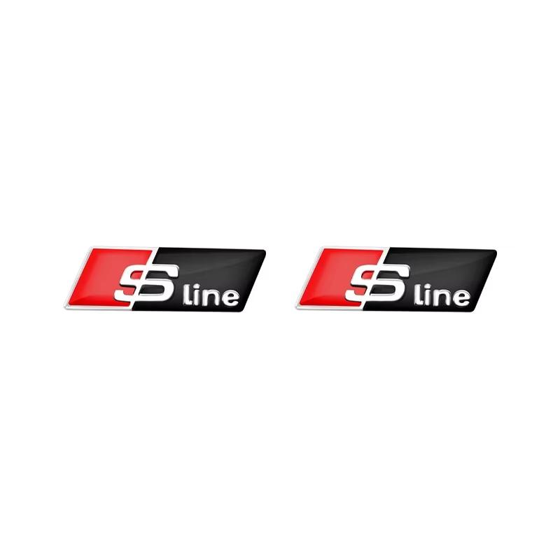 For  qwe12 3D Aluminum SLINE RS Badge Car Steering Wheel Sticker Auto Emblem Accessories TT RS3 RS4 RS5 RS6 RS7 RS8 Quattro SLINE