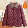 Elegant Women's Fleece Lined Thick Cotton Coat Turn Down Collar Warm Windproof Middle Aged Jacket
