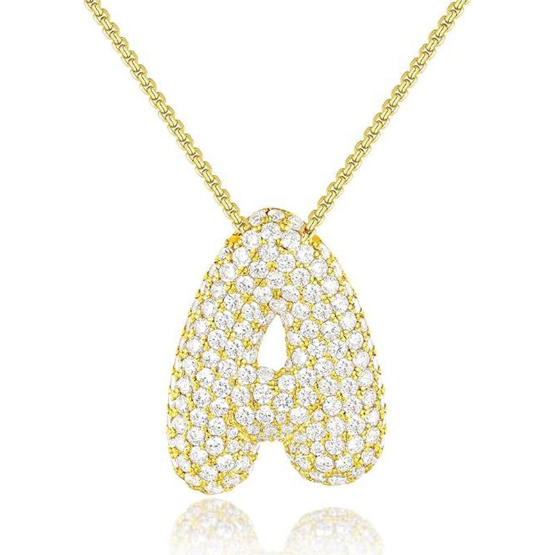 Creative Bubble Letter Necklace Initial Pendant Necklaces For Women Girls Personalized Exquisite Necklace Jewelry Gifts