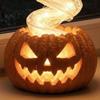 Osvětlená Strašidelná Domácí Dekorace Duch Dýně Zahradní Lampa Halloween Pryskyřičná Figurka s Teplým LED Světlem Tematická Místnost Rotující na Základně Stolní Dekorace na Verandu