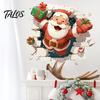Indoor Outdoor Holiday Decor 3D Santa Claus Christmas Wall Decals, Break Through Reindeer Seasonal Art Window Stickers, Removable Winter Decorations