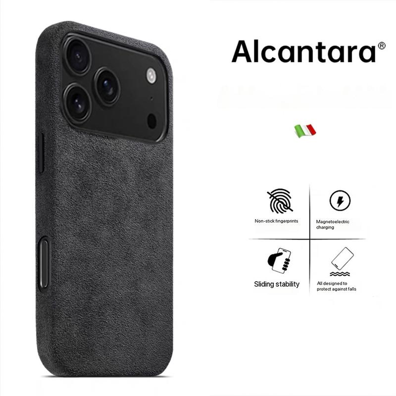 Real Italy Alcantara Magsafe Case for iPhone 17 Pro Max Air Premium Magnetic Cover Suede Leather Cases for iPhone 16 17 Pro Max