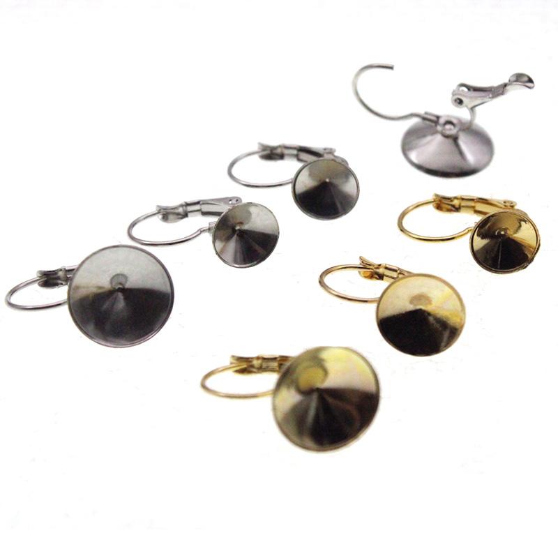 10Pcs Stainless Steel French Lever Earring Hooks Cabochon Base 6 8 10 12mm Earring Setting Blank Base for DIY Jewelry Findings