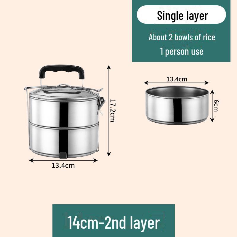 

Многослойный портативный ланч-бокс из нержавеющей стали с большой вместимостью для студентов 14cm, two layers