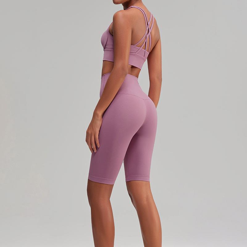 Damen Sommer Schnelltrocknende High-Waist Yoga Radshorts