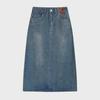Women's High Waist Medium-length Denim A-line Skirt with Back Slit - Casual, Internet Celebrity Style