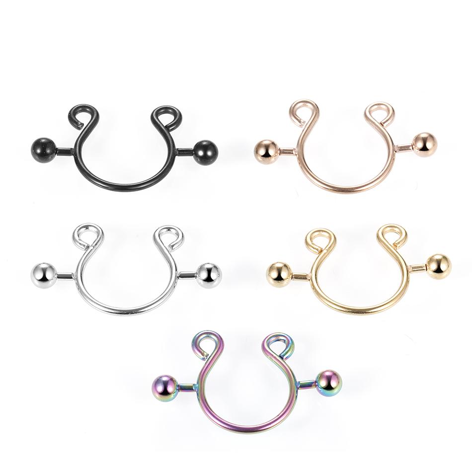 2 Stück/Los Chirurgenstahl Fake Sexy Brustwarzen-Clip-Ringe Charm Faux Brustwarzen-Schutz Nicht-Piercing-Ringe Körperschmuck für Frauen Geschenk