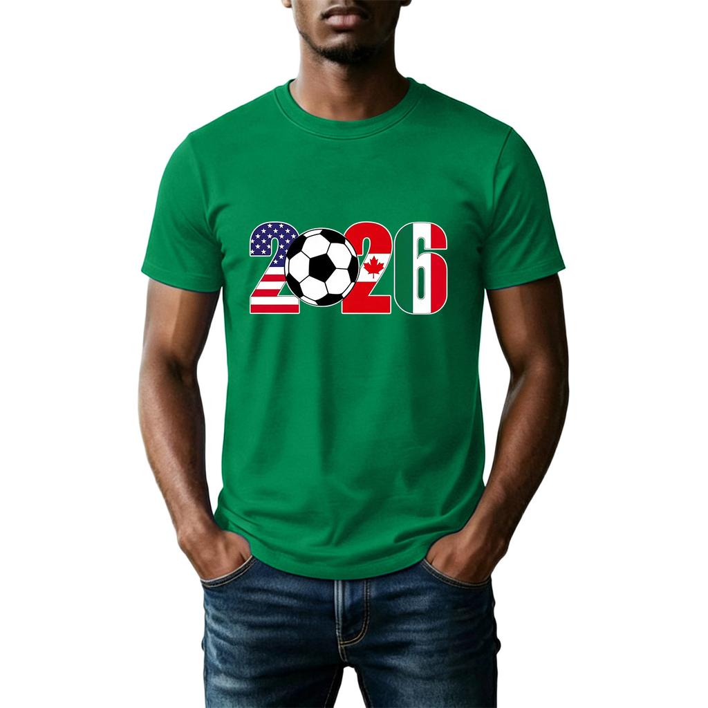 Men's Graphic Round Neck T-Shirt with Soccer Slogan for Casual Wear