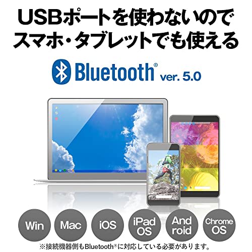 Buffalo Bluetooth5.0 Compatible Full Keyboard Windows/Mac/iPadOS/iOS/Android/PS4 Telework Remote Home Black BSKBB105BK