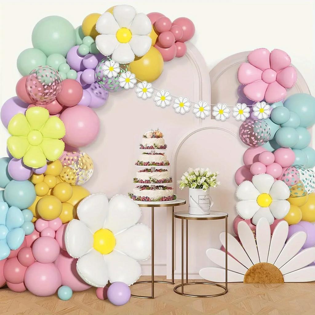 133pcs Daisy Balloon Arch Kit for Decorations Such As Engagement, Birthday Parties, Anniversaries and Seasonal Celebrations