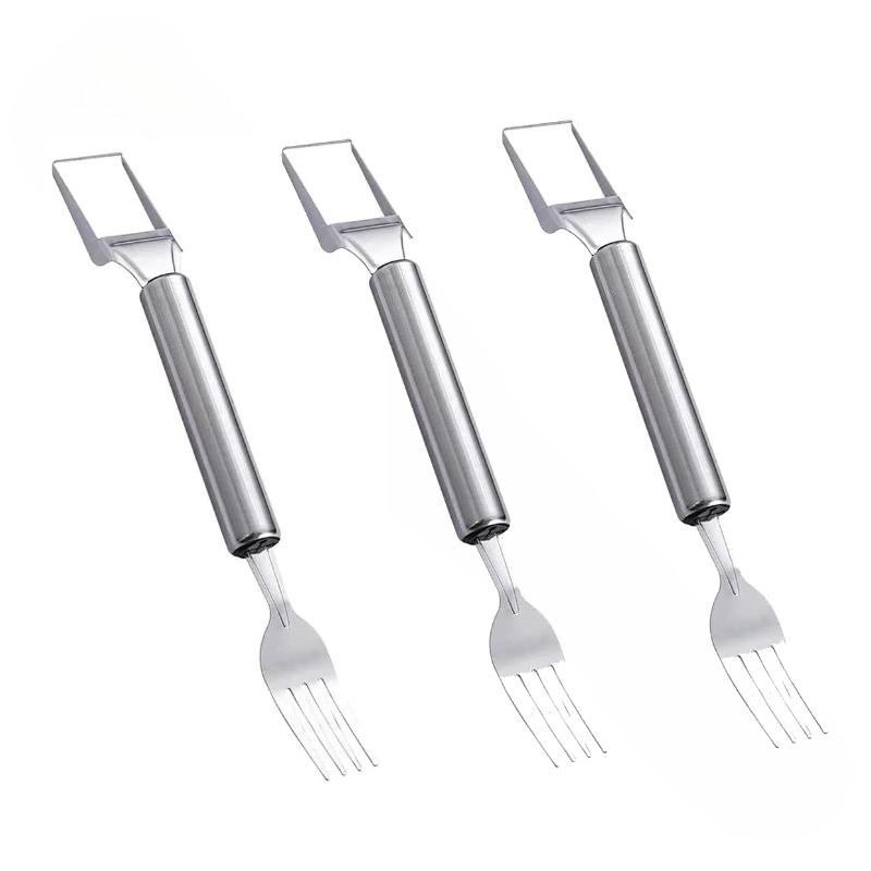 1-5PCS 2-in-1 Stainless Steel Fruit Cutter Watermelon Fork Slicer Portable Kitchen Tool for Home Party Camping