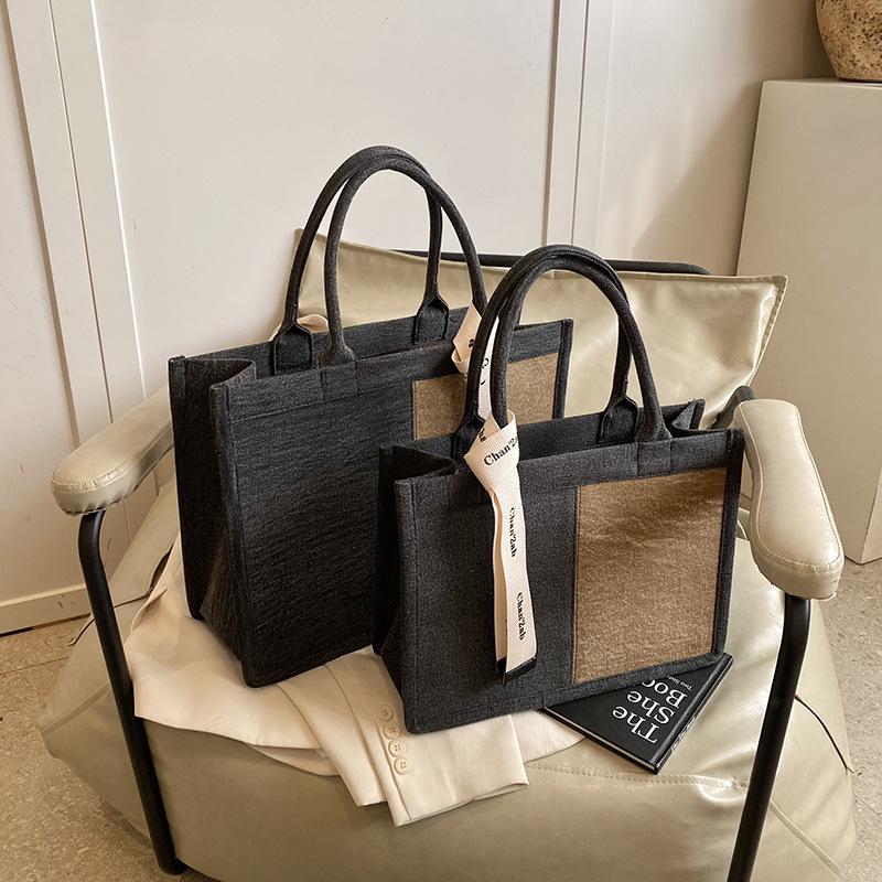 

Denim handbag bag women s new fashion contrast patchwork armpit bag commuter casual Small чорний