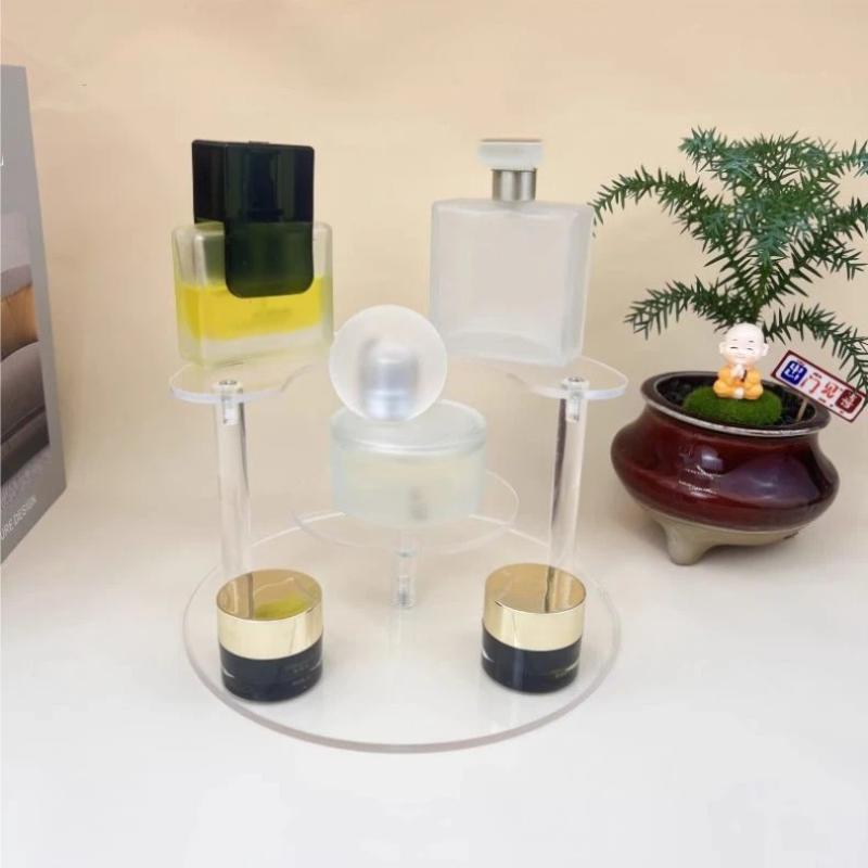 Three-Layer Cosmetic Storage Rack Lipstick Makeup Sample Rack Transparent Acrylic Perfume Display Rack Semicircular