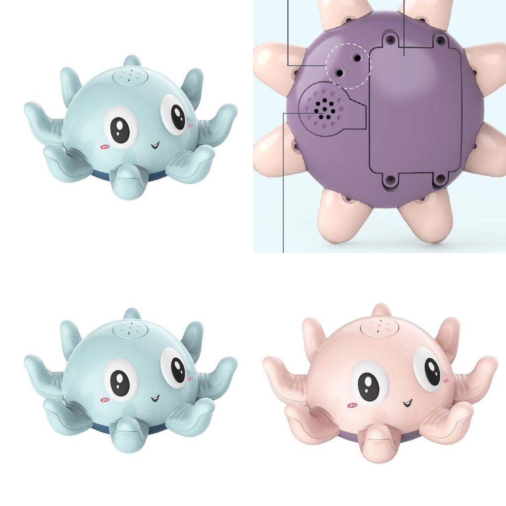 Colorful Automatic Sensory Water Spraying Light Up Octopus Bath Toy For Kids