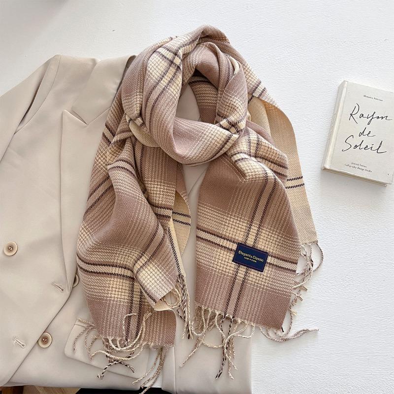 Autumn and winter new versatile scarf women's thickened woven thick beard fringed warm scarf imitation cashmere shawl
