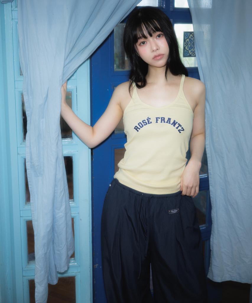 ROSEFRANTZ Back Lace Nylon Wide Pants [Navy]
