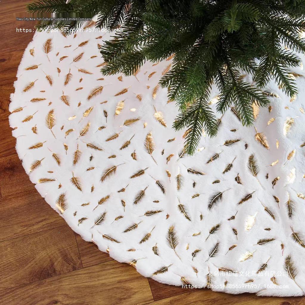 White Plush & Gold Sequin Christmas Tree Skirt 90/122cm