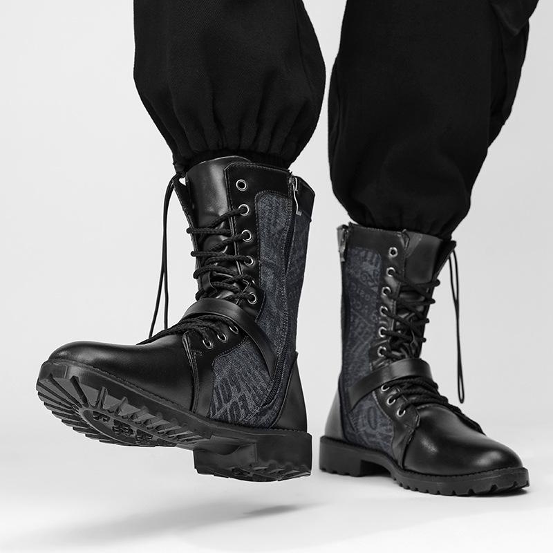 Pánské módní boty do půl lýtka s přezkou, Chelsea boty pro muže, kožené motorkářské boty, vysoké pánské boty, elegantní pánské kožené boty