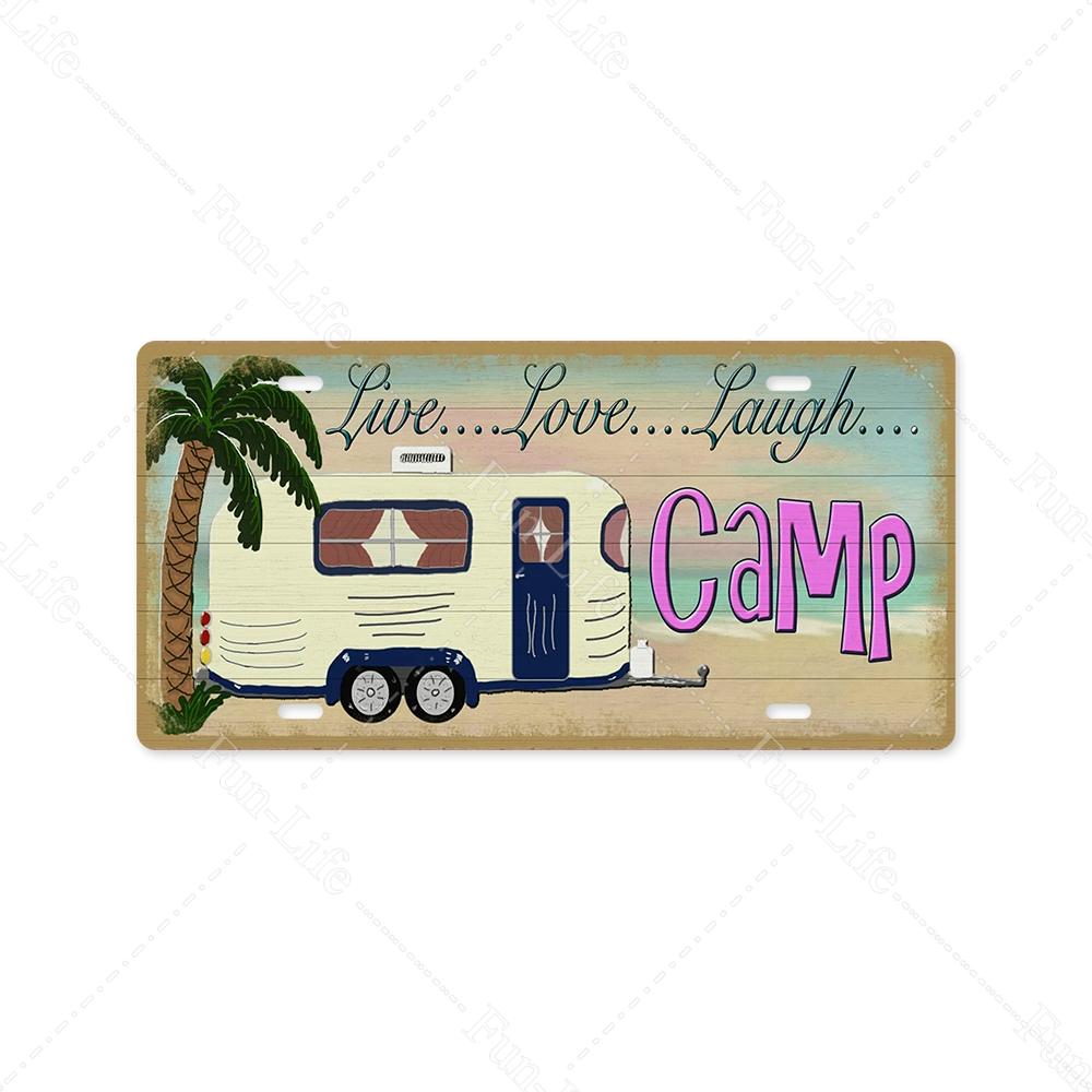 Camping Metal Sign Plate Plaque Vintage Tin Sign Decor for Camping/Cars/Tent/Cookout/Camping Supplies/Home Wall Decor