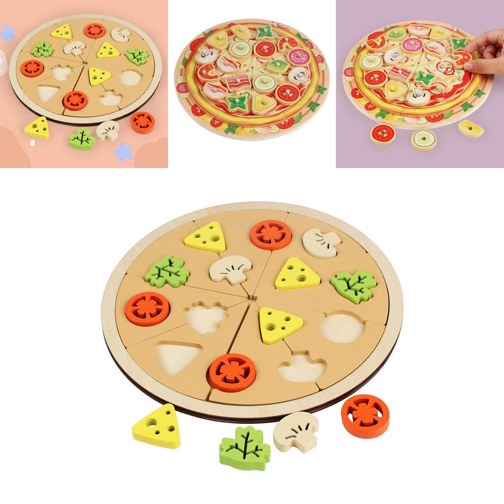 Wooden Simulation Single And Multi Layer Vegetable And Fruit Pizza Children Toy For Imaginative Play And Parentchild Interaction