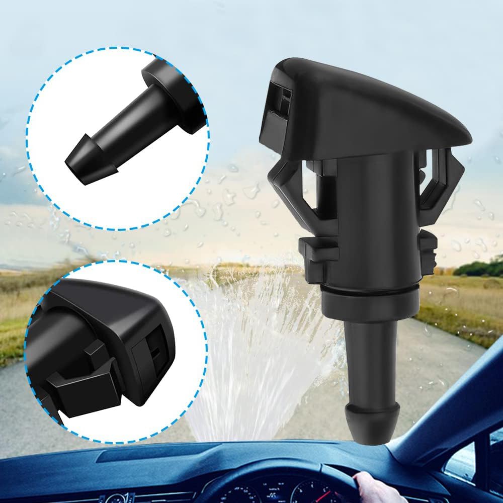 2PCS Windshield Washer Nozzles Kit, Replaces OEM #5160308AA, 4805742AB, 5116079AA, Compatible with Jeep, Chrysler, RAM, Dodge – Windshield Sprayer
