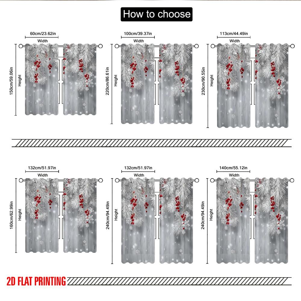 Set Of 2 Flat Printing Popular Christmas Curtains Creative Fashion Snowflakes Digital Printed Polyester Drapes Holiday Curtain