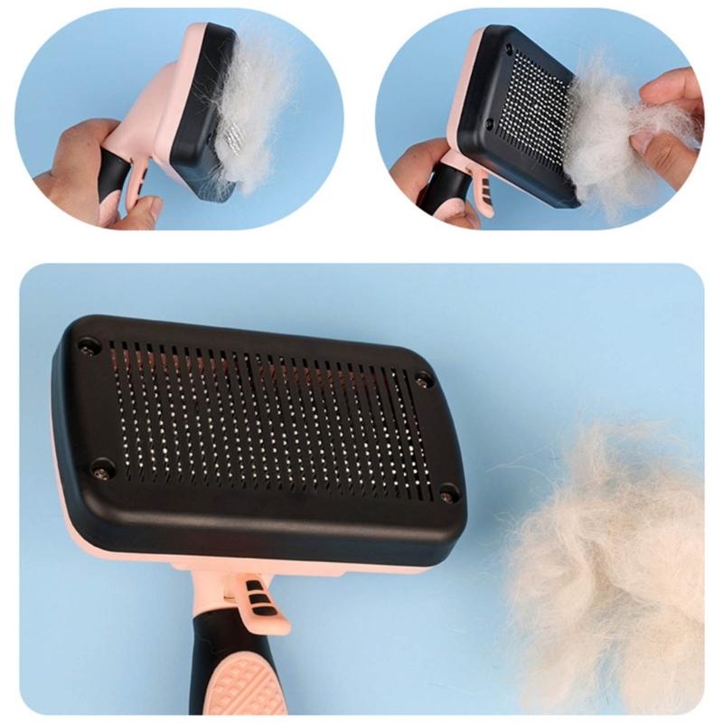 Dog Brushes Cat Combs Self Cleaning Slicker Brush for Shedding Hair Anti-Slip Handle Grooming Brush for Loose Fur