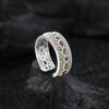 S925 Sterling Silver Retro Court Lace Colored Zirconium Open Ring Girl Niche Design High-End Simple Ring