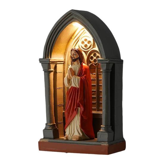 

Cathedral LED Prayer Shrine Night Light Religious Table Lamp with Illuminated Arch Spiritual Gifts for Women Men B
