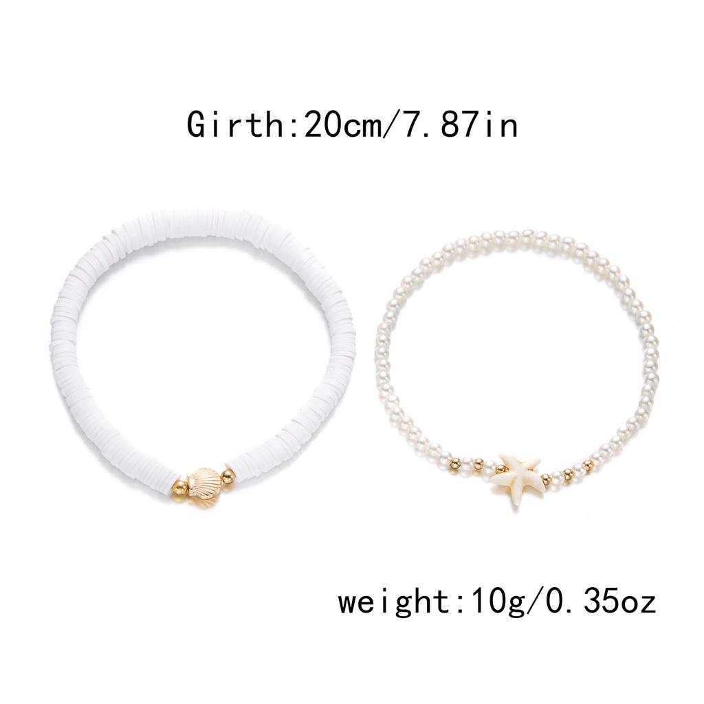 Multilayer Starfish Shell Polymer Clay Anklets for Women Handmade Rice Beads Bracelet On the Leg Summer Barefoot Beach Jewelry