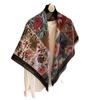 Womens Cotton Linen Scarf Square Wrap Shawl With Floral Print Lightweight Fall Winter Accessory