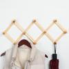 Expandable Storage Sundries Bag Fixed On Wall Fold Shelf Coat Hooks Natural Wood Clothes Hanger Hat Closet Hook