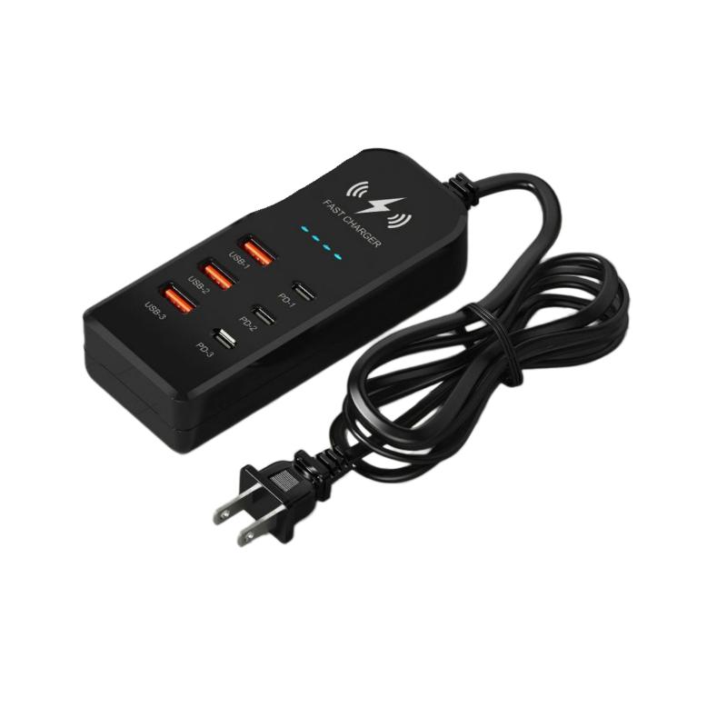 Efficient 6 In 1 USB Type C PD Charger with Fast Charging EU US Plug Wall Mount Design