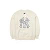 MLB New York Yankees Logo Print Crewneck Sweatshirt Unisex Sweatshirt Ivory 3AMTM0121-50CRS