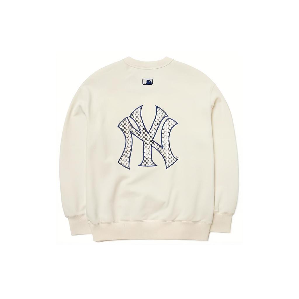 MLB New York Yankees Logo Print Crewneck Sweatshirt Unisex Sweatshirt Ivory 3AMTM0121-50CRS