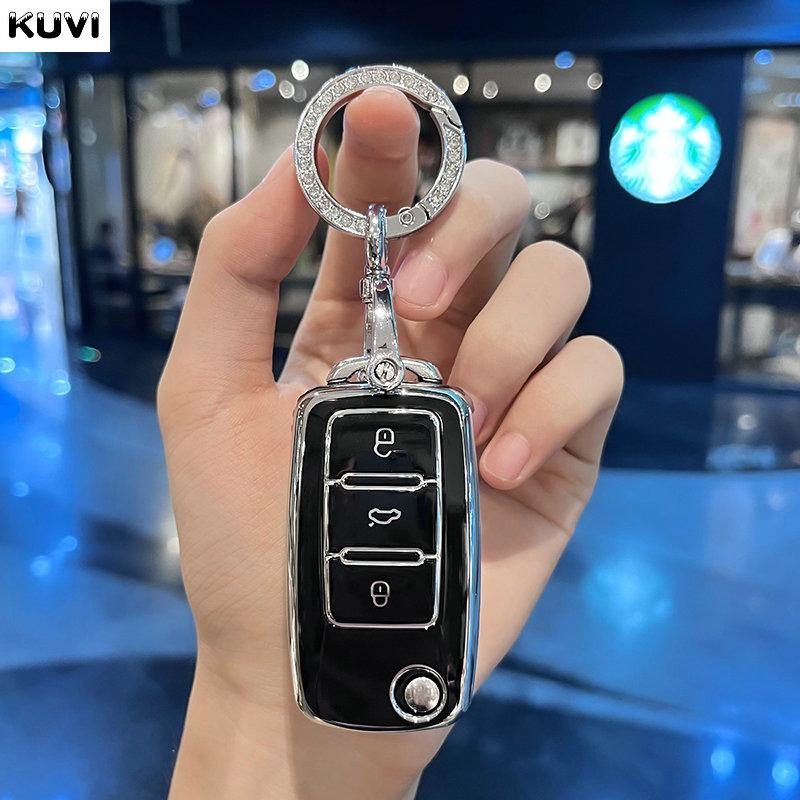 TPU Obal na skládací klíč od auta pro Volkswagen VW Polo Golf Passat Tiguan Beetle Caddy T5 Up Eos Škoda Octavia Seat Leon Altea