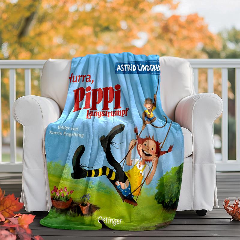 Pippi Longstocking Flannel Blanket Soft Warm All-Season Throw, Design for Camping, Car Travel, Hiking Sofa, Bed, Office Perfect Gift for Parties