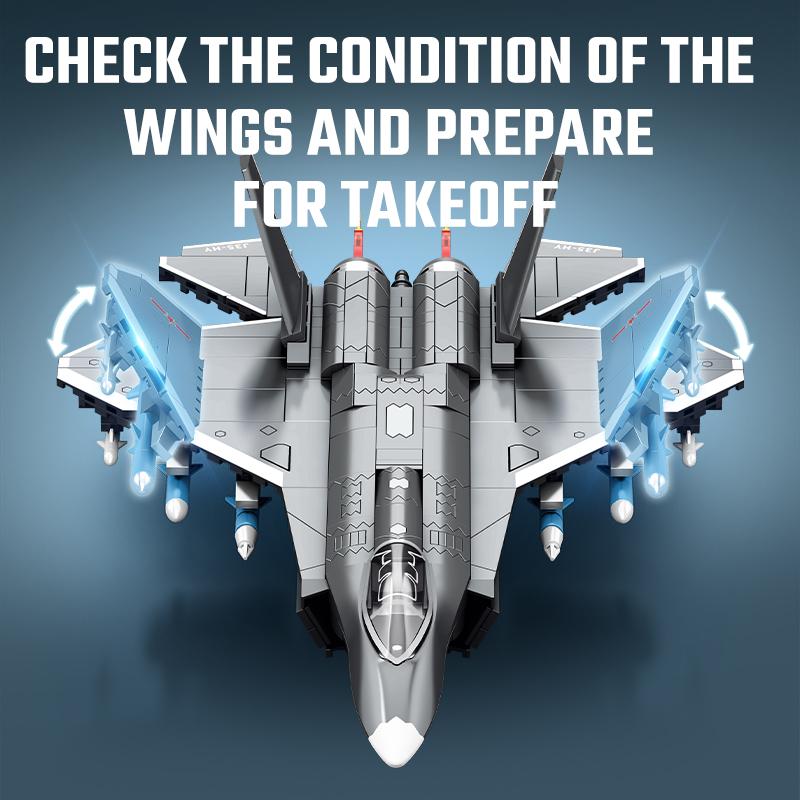 J-35 Palubní stíhací letoun Sestava Stavební bloky MOC Vojenská série Letadlo Model Kostky Hračky pro kluky Dárky