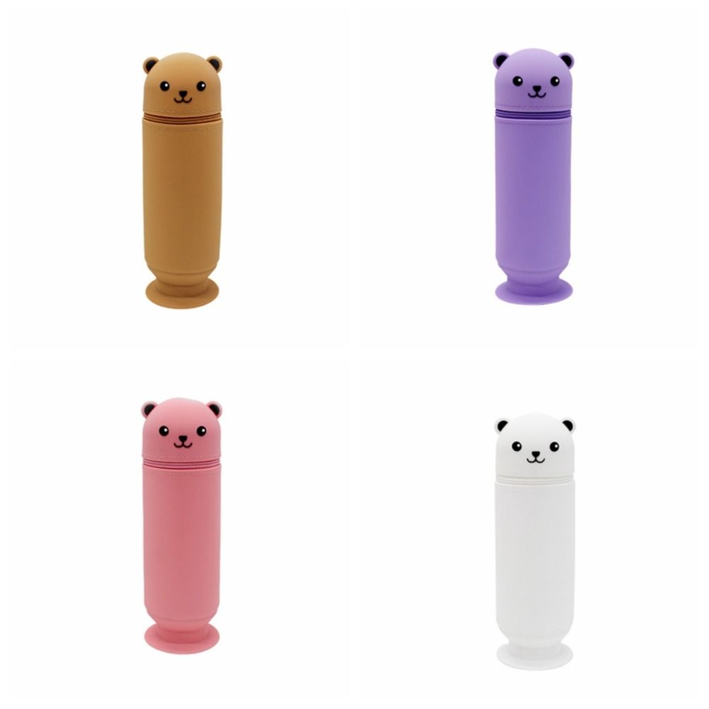Silicone Pencil Pouch Soft Stationery Box INS Cartoon Bear Pencil Case  Children Gifts