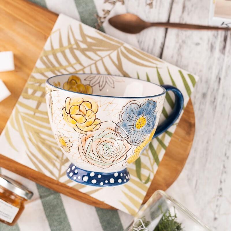 JOYYE Floral Ceramic Mug with Spoon