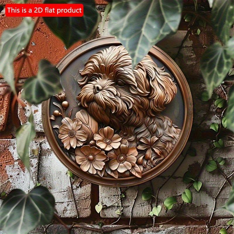 2d Flat 20*20cm, Poodle Themed Wooden Sign Spring Vibes, Perfect for Office and Valentine's Day Decor, for Home, Kitchen, Garden, Bedroom, Bar Decor.