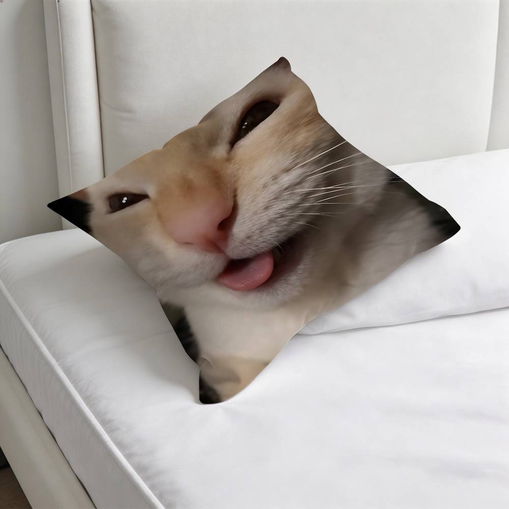 Funny Cat MeMe Decorative Square Pillow Cover Soft  Comfortable Pillow Case Sofa Bed Home Decoration