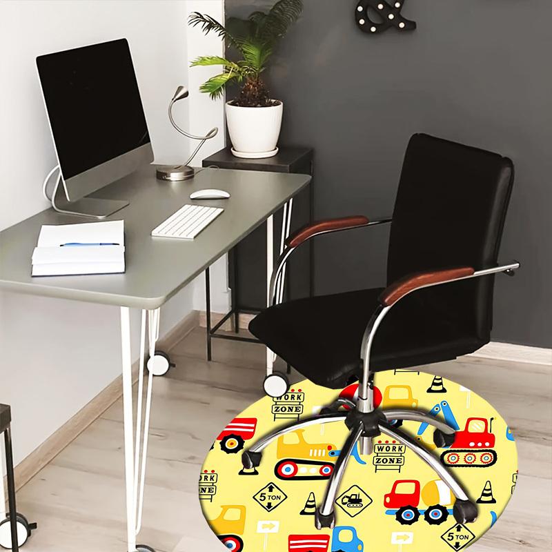 

1PC construction vehicles Non-Slip Floor Round carpet, Office, family, bedroom, Large Area Rug Indoor Rugs, Vibrant Colors-Z0464 80cm by 80cm