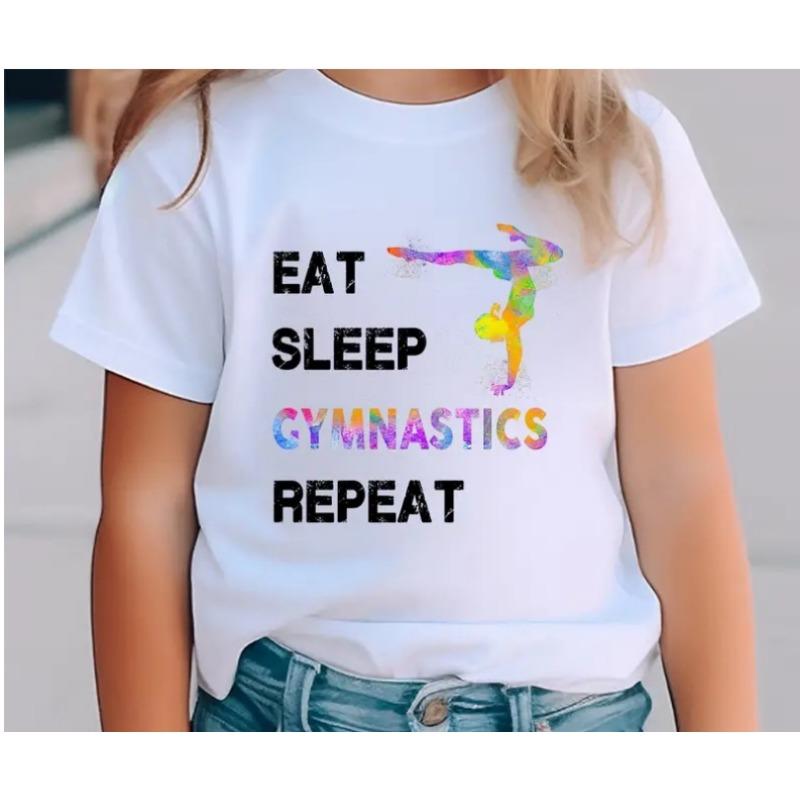 Cute Children Gymnastics Dancer Print T-Shirt Dance Girls Clothes Baby Tshirt Cute Casual Short Sleeve Children Tops