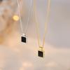 Collier Carré Noir en Argent Sterling: Chaîne clavicule design niche élégant, style froid 2022.