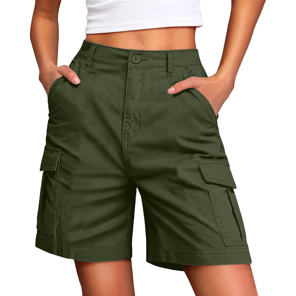 Wander-Shorts für Damen, Leicht, Elastischer Bund, Knielang, Cargo-Shorts, Golf, Freizeit, Sommer, Bermuda-Shorts